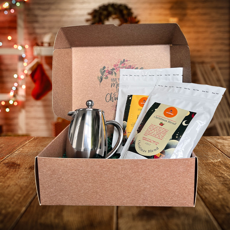 Christmas Cafetiere Hamper (3 Cup Cafetiere, 2 Coffees)
